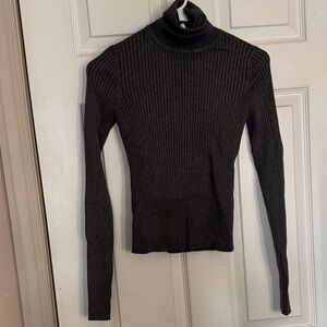 Zara charcoal Ribbed Turtleneck Top